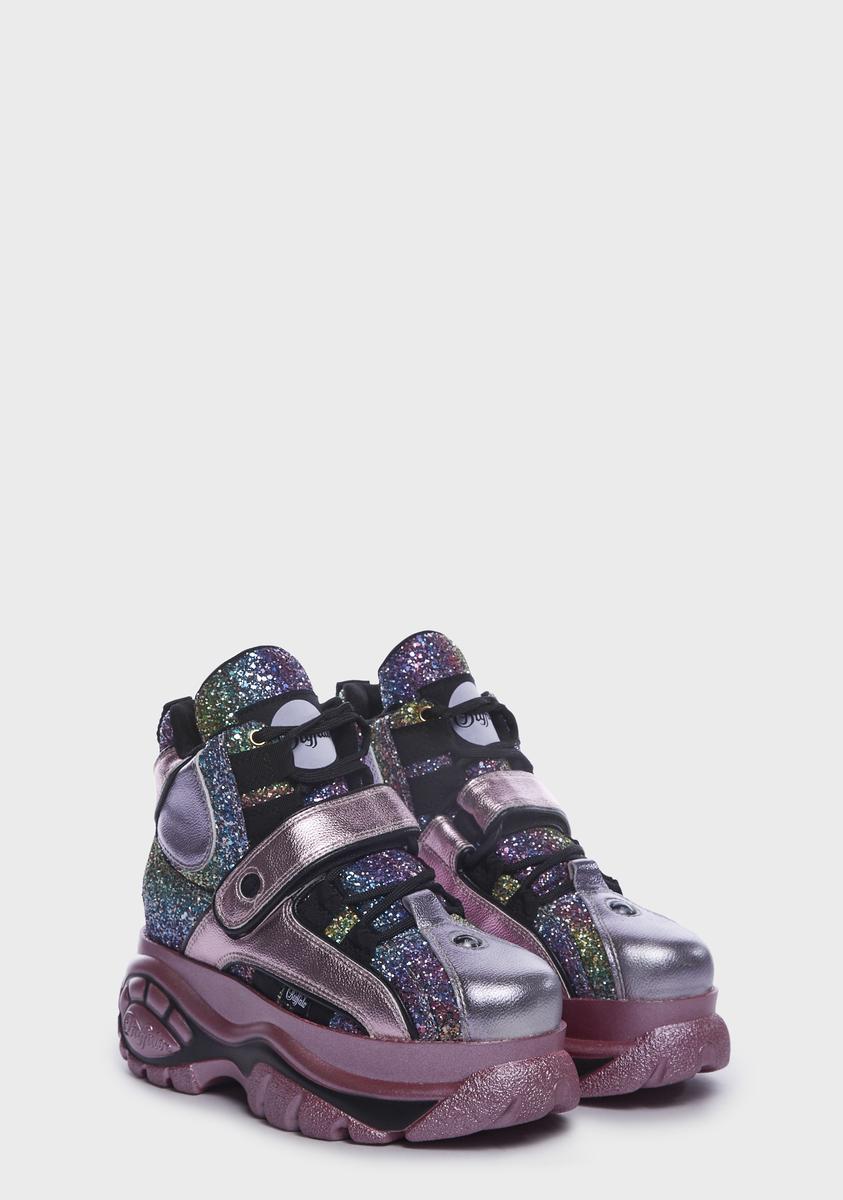 Pink Glitter Classic High Platform Sneakers