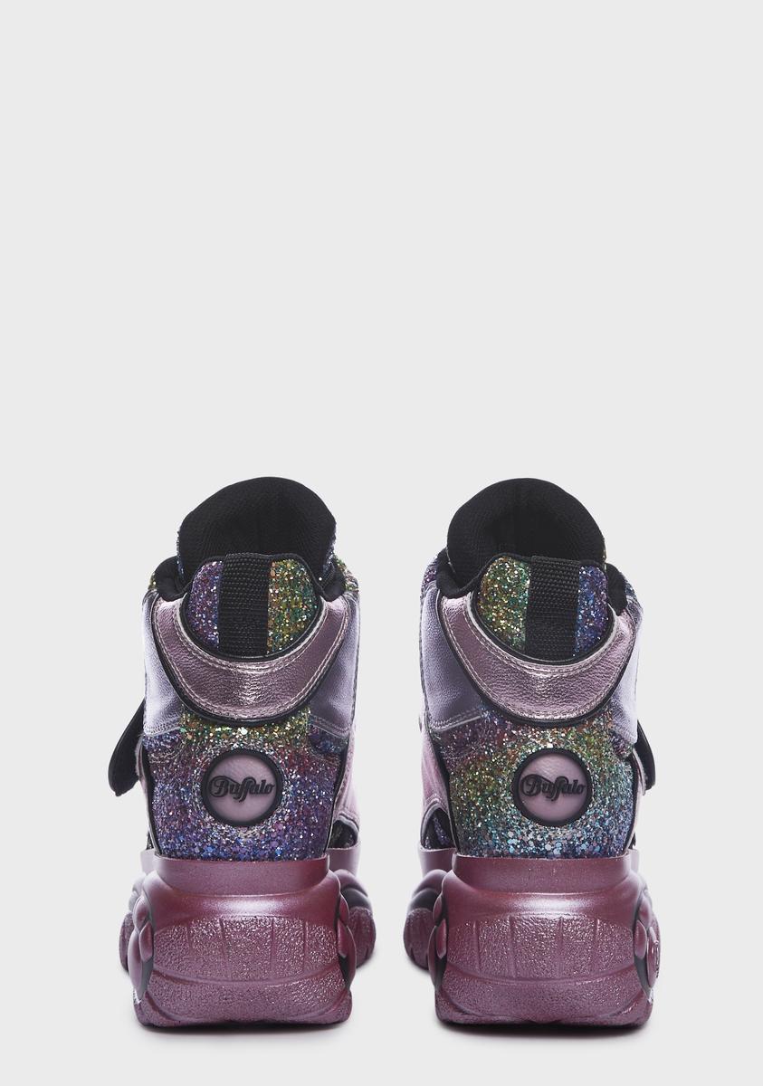 Pink Glitter Classic High Platform Sneakers