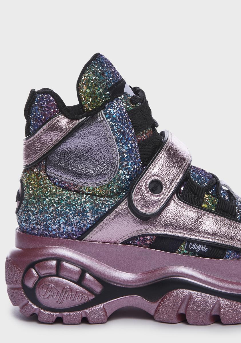 Pink Glitter Classic High Platform Sneakers