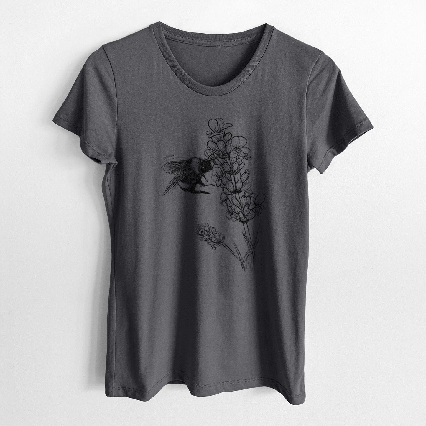 Bumblebee on English Lavender - Bombus Pensylvanicus - Women's Crewneck - Made in USA - 100% Organic Cotton