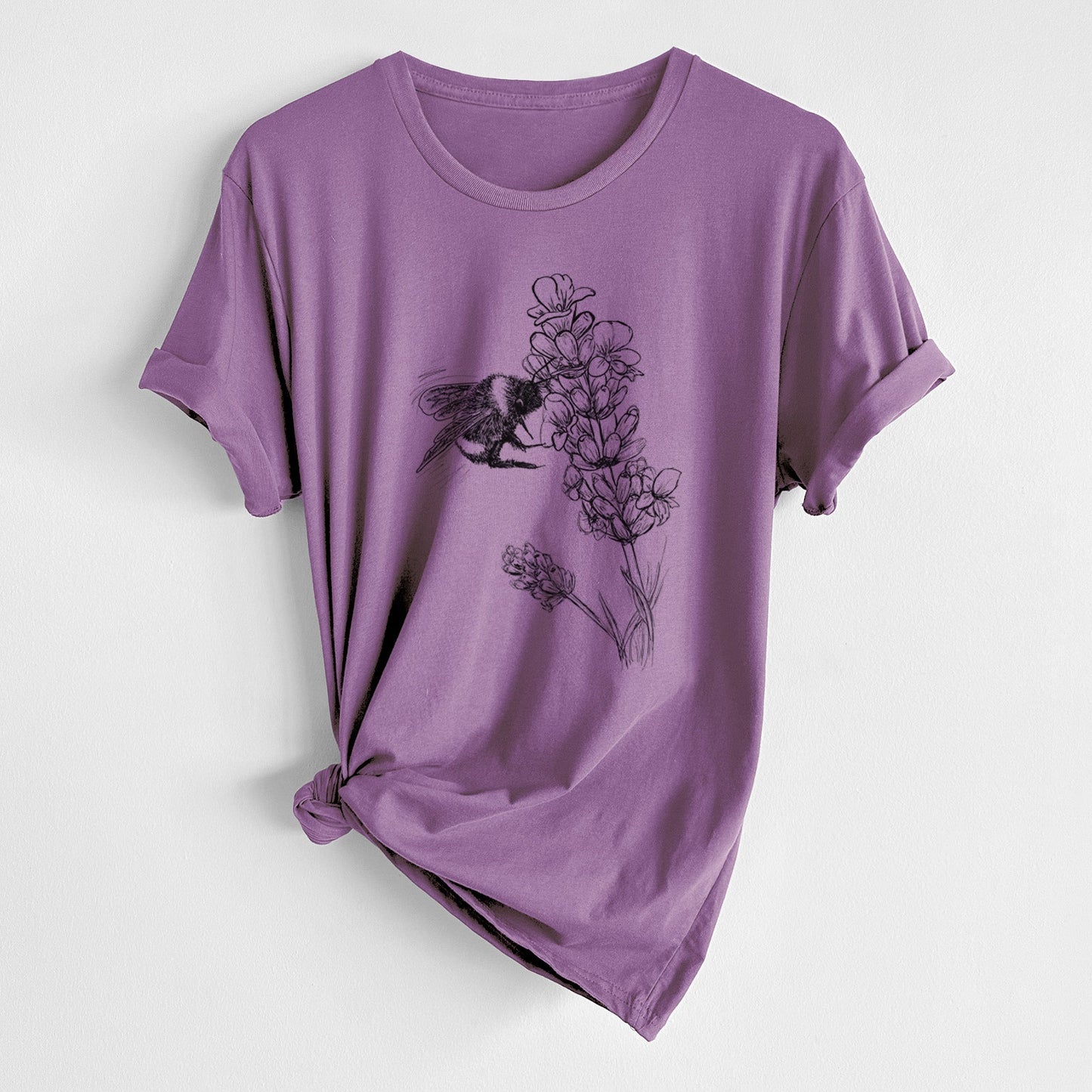 Bumblebee on English Lavender - Bombus Pensylvanicus - Unisex Crewneck - Made in USA - 100% Organic Cotton