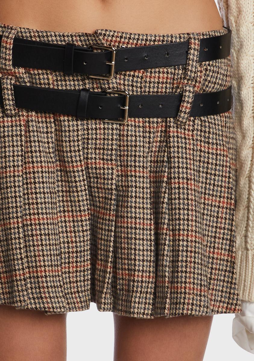 Sepia Preppy Issues Mini Skirt