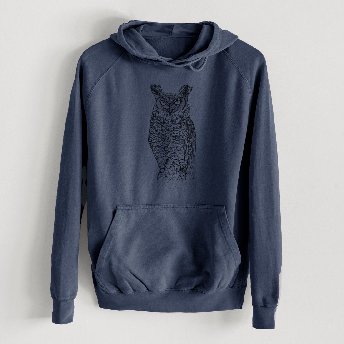 Bubo virginianus - Great Horned Owl - Mid-Weight Unisex Vintage 100% Cotton Hoodie