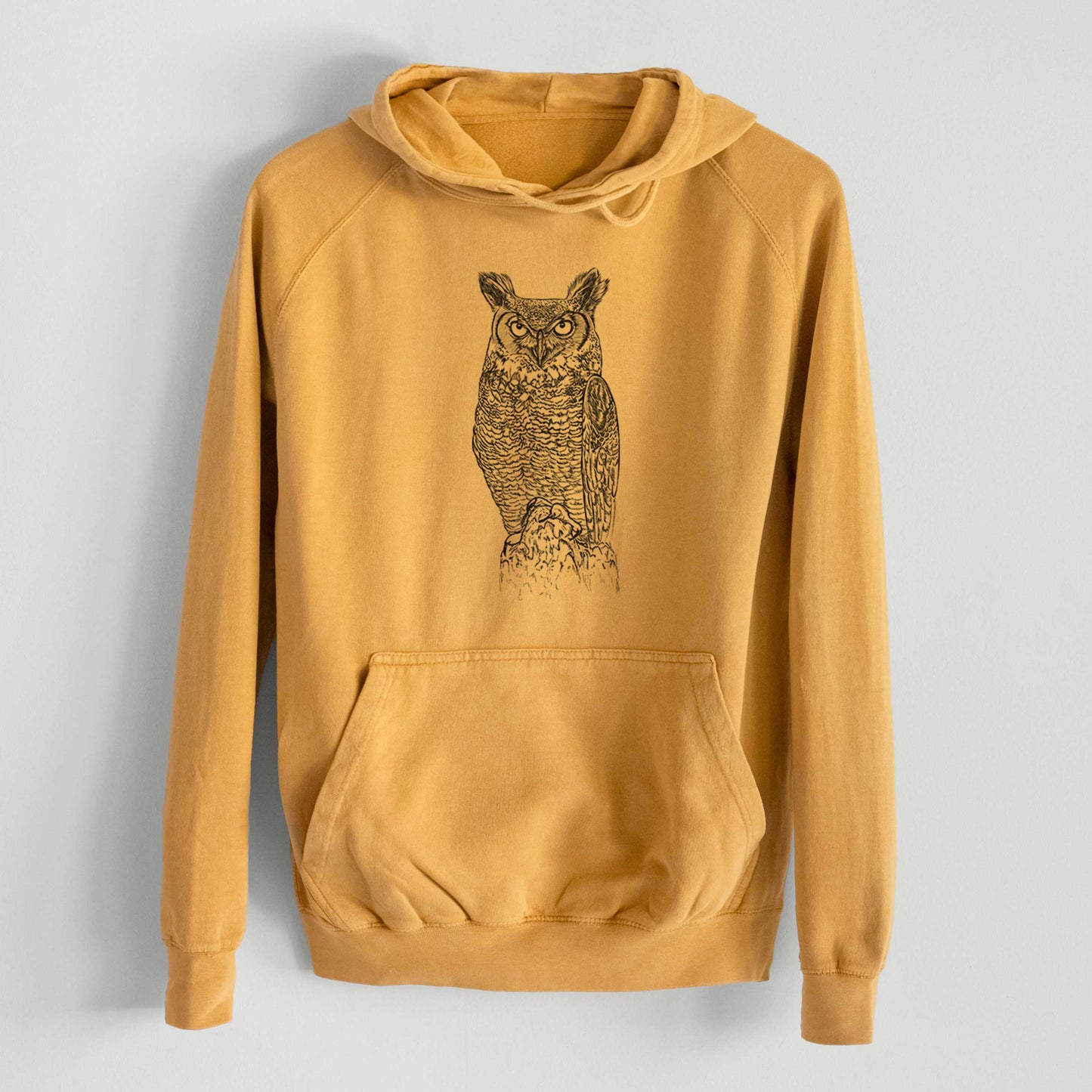Bubo virginianus - Great Horned Owl - Mid-Weight Unisex Vintage 100% Cotton Hoodie