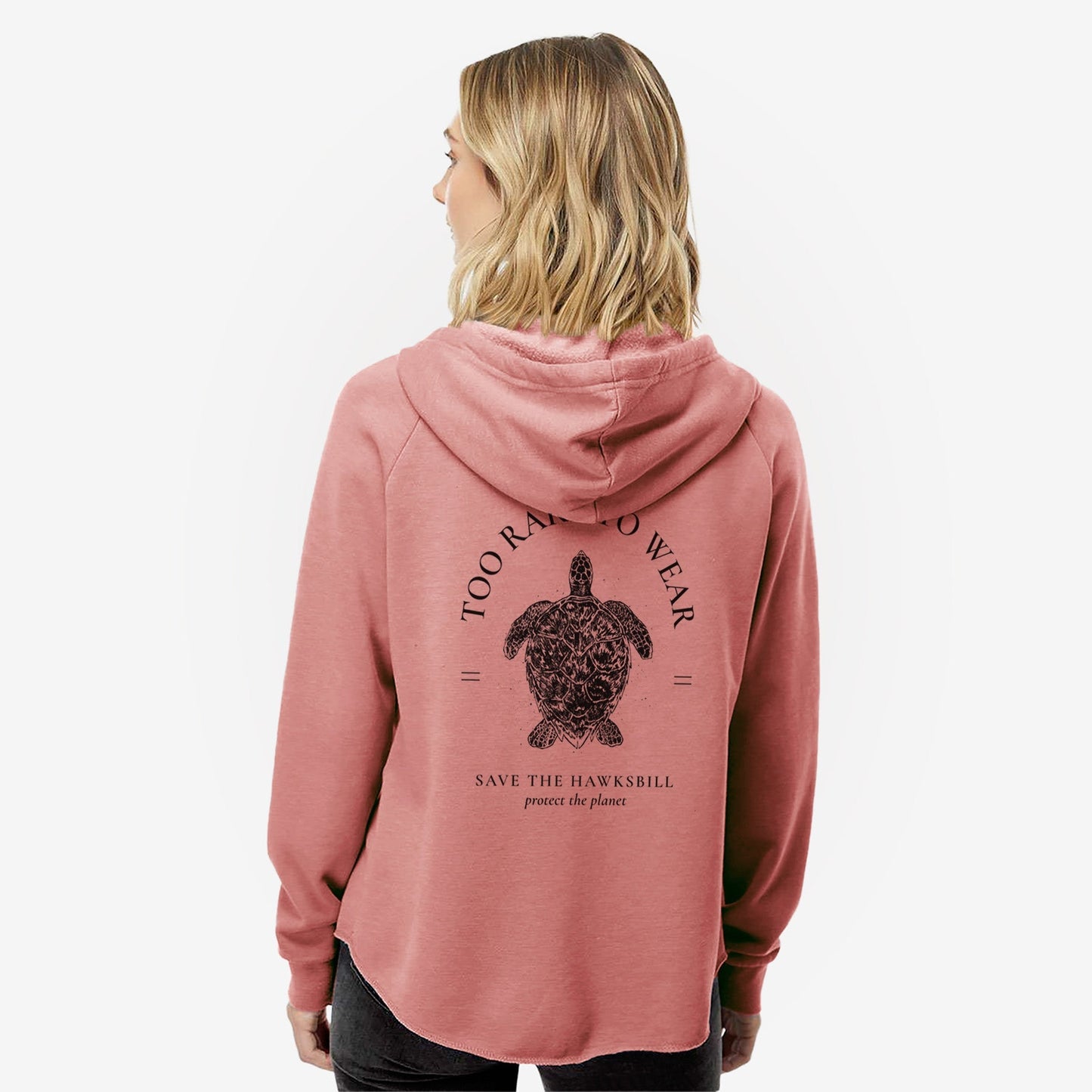 Too Rare to Wear - Save the Hawksbill - Women's Cali Wave Zip-Up Sweatshirt