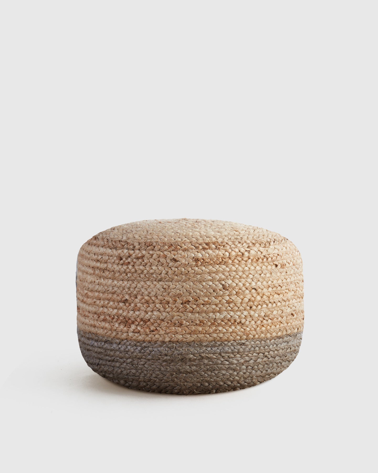 Braided Jute Colorblock Pouf