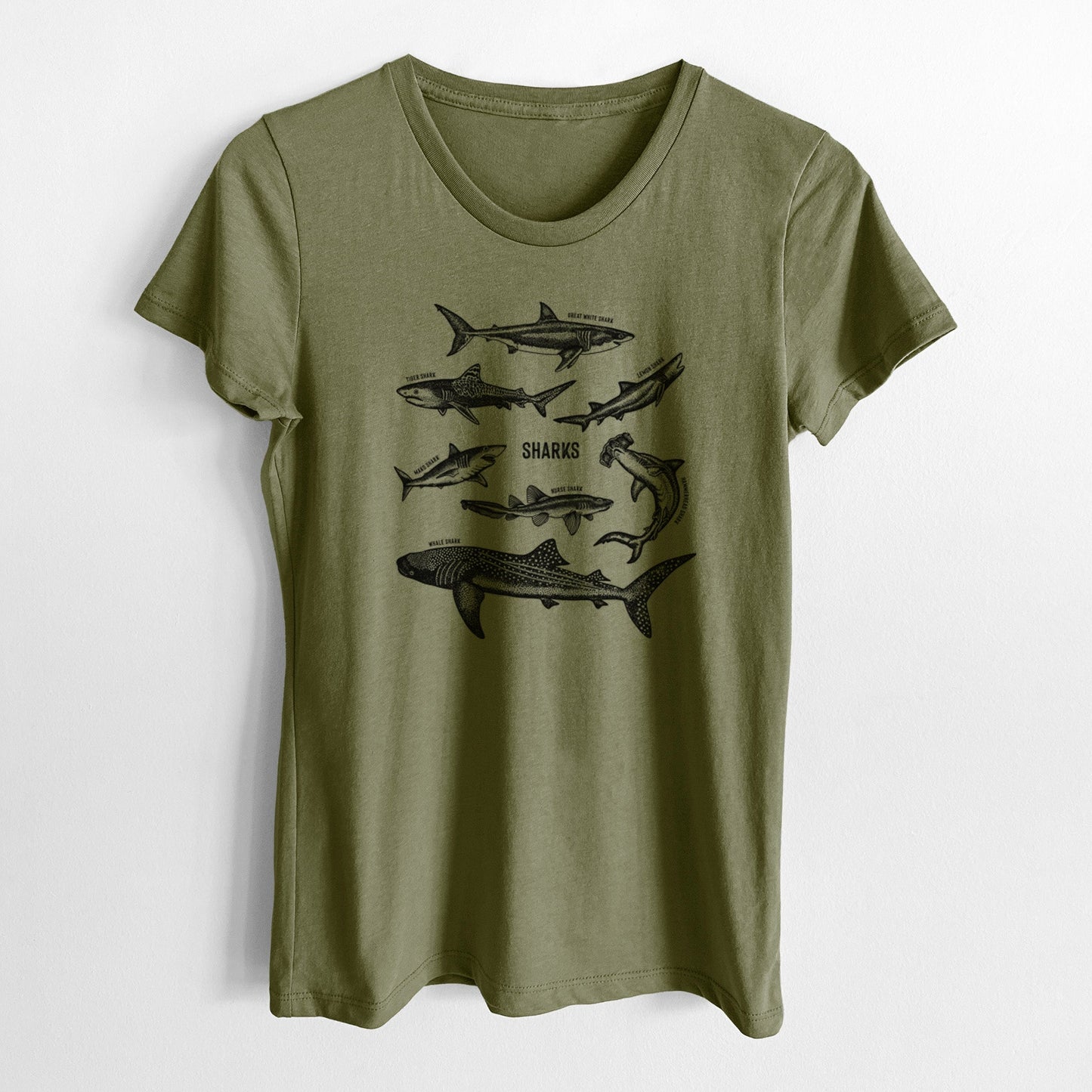 Shark Chart - Women's Crewneck - Made in USA - 100% Organic Cotton