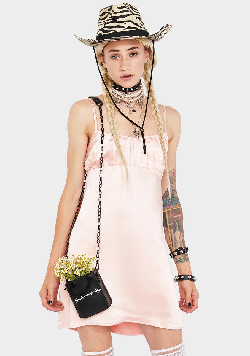 Satin Peach Dahlia Mini Dress