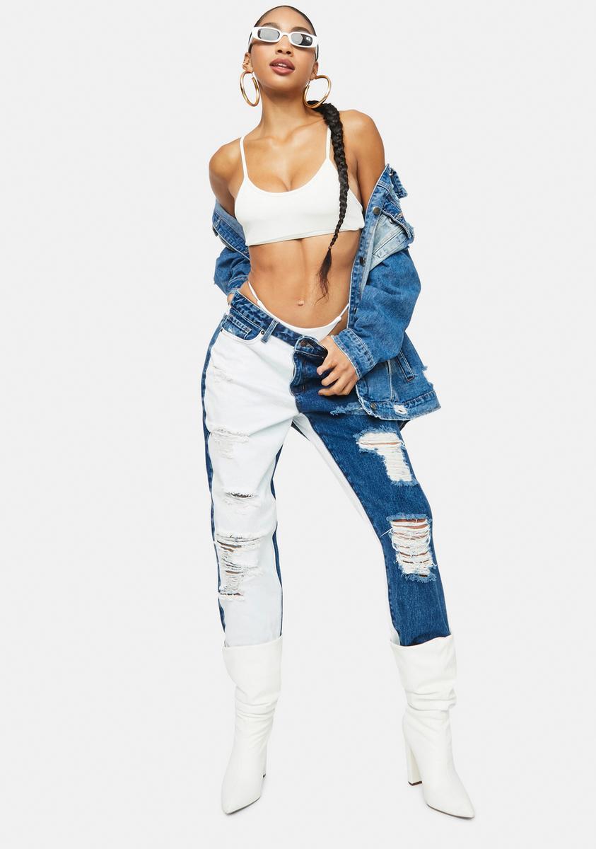 Wave Out Of Town Two Tone Boyfriend Jeans