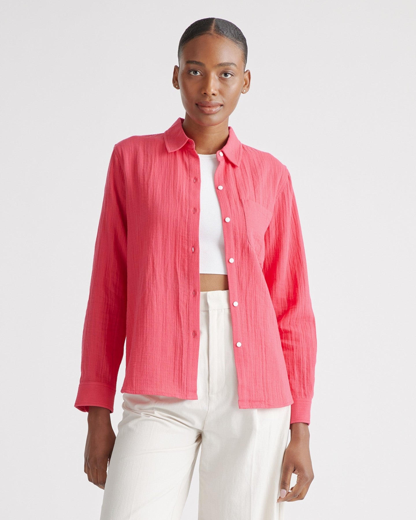 100% Organic Cotton Gauze Long Sleeve Shirt