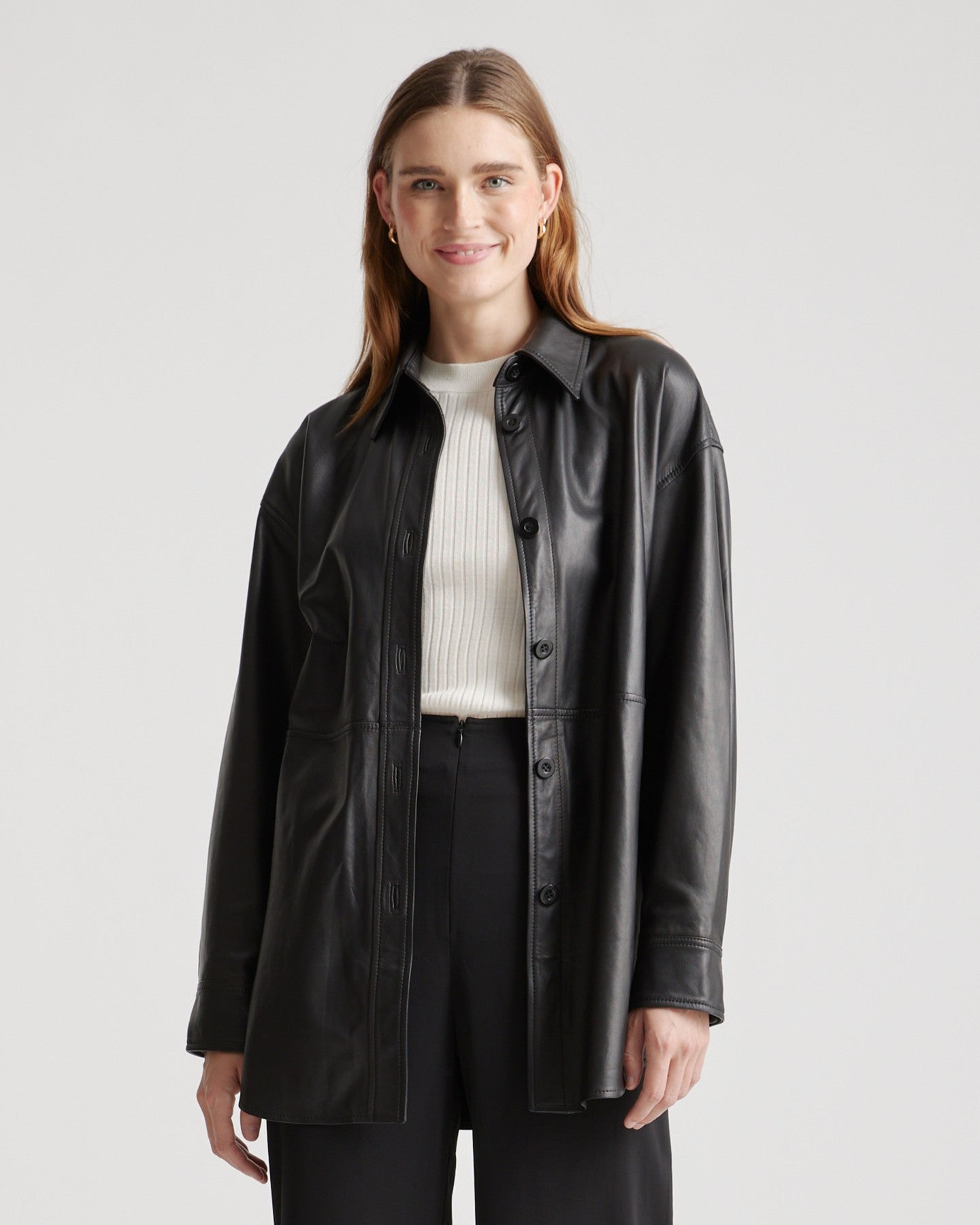 100% Leather Shirt Jacket