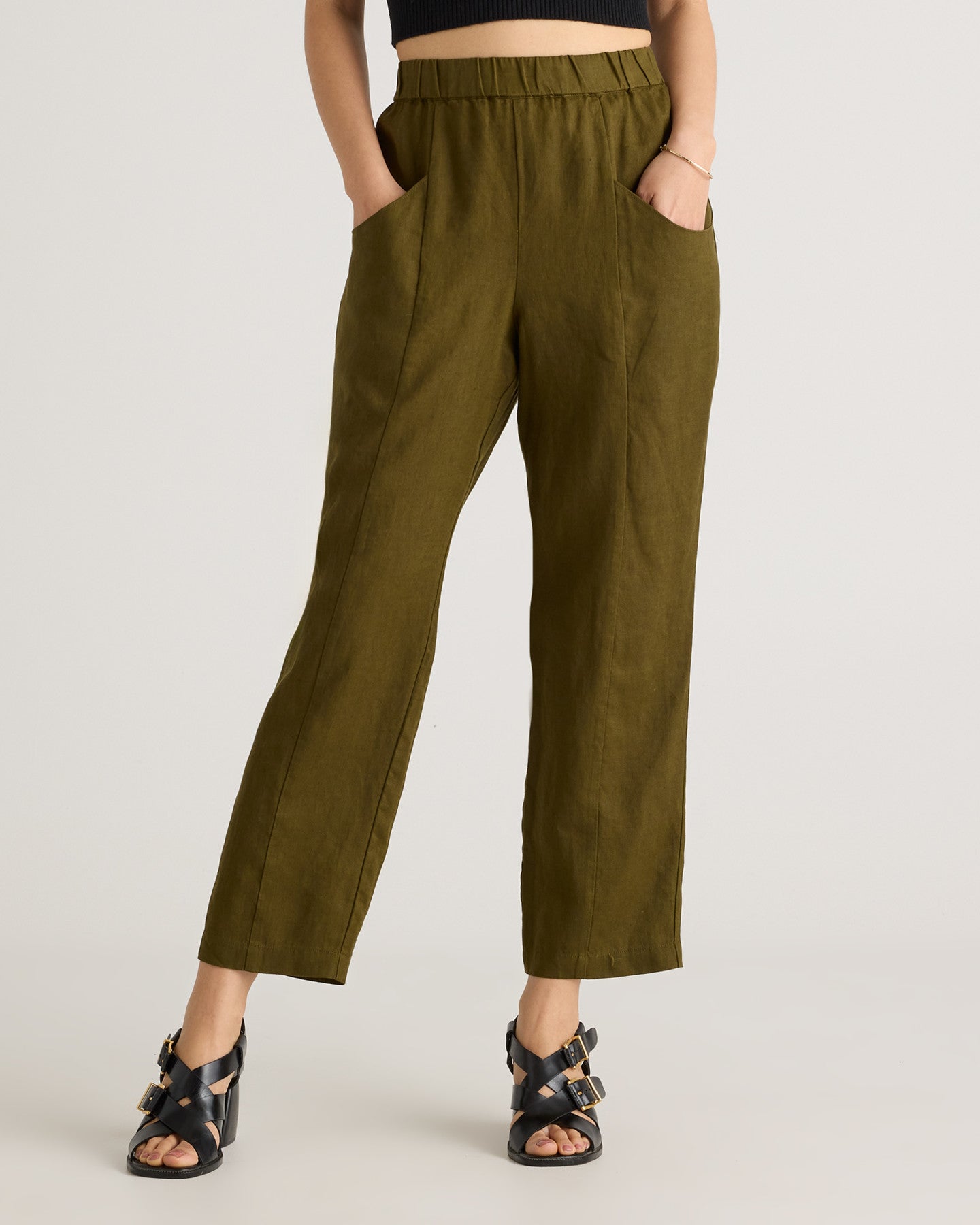 100% European Linen Tapered Ankle Pant