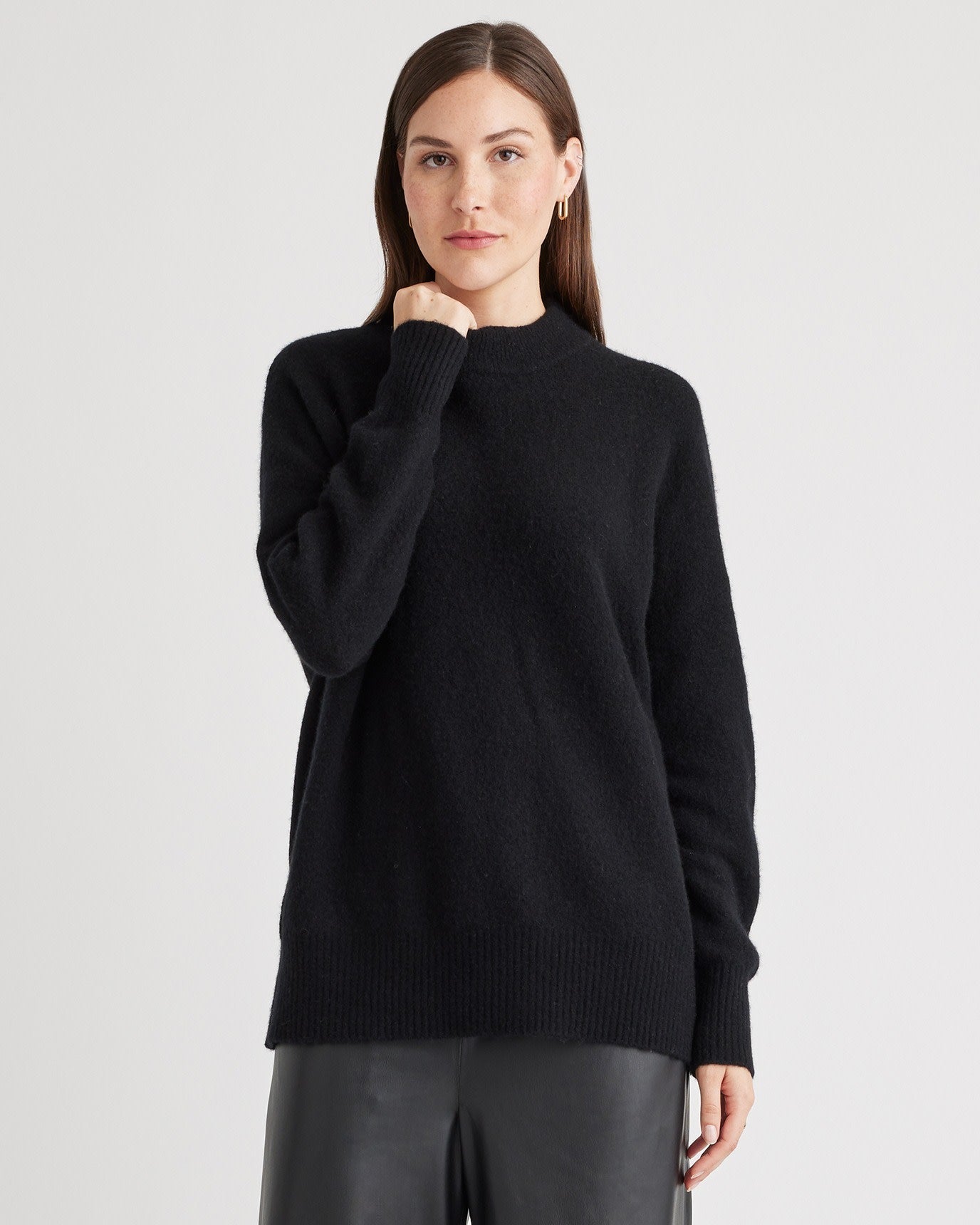 Superfine Merino Wool Boucle Oversized Crewneck Sweater