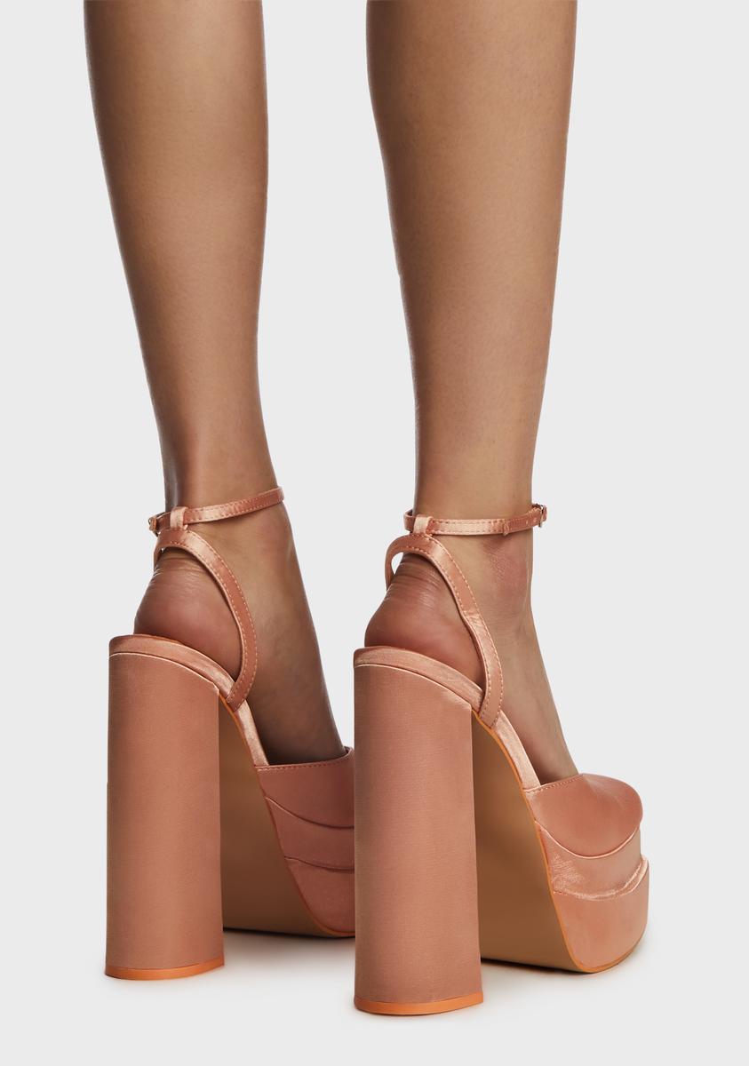 Peach Satin Moonchild Platform Heels