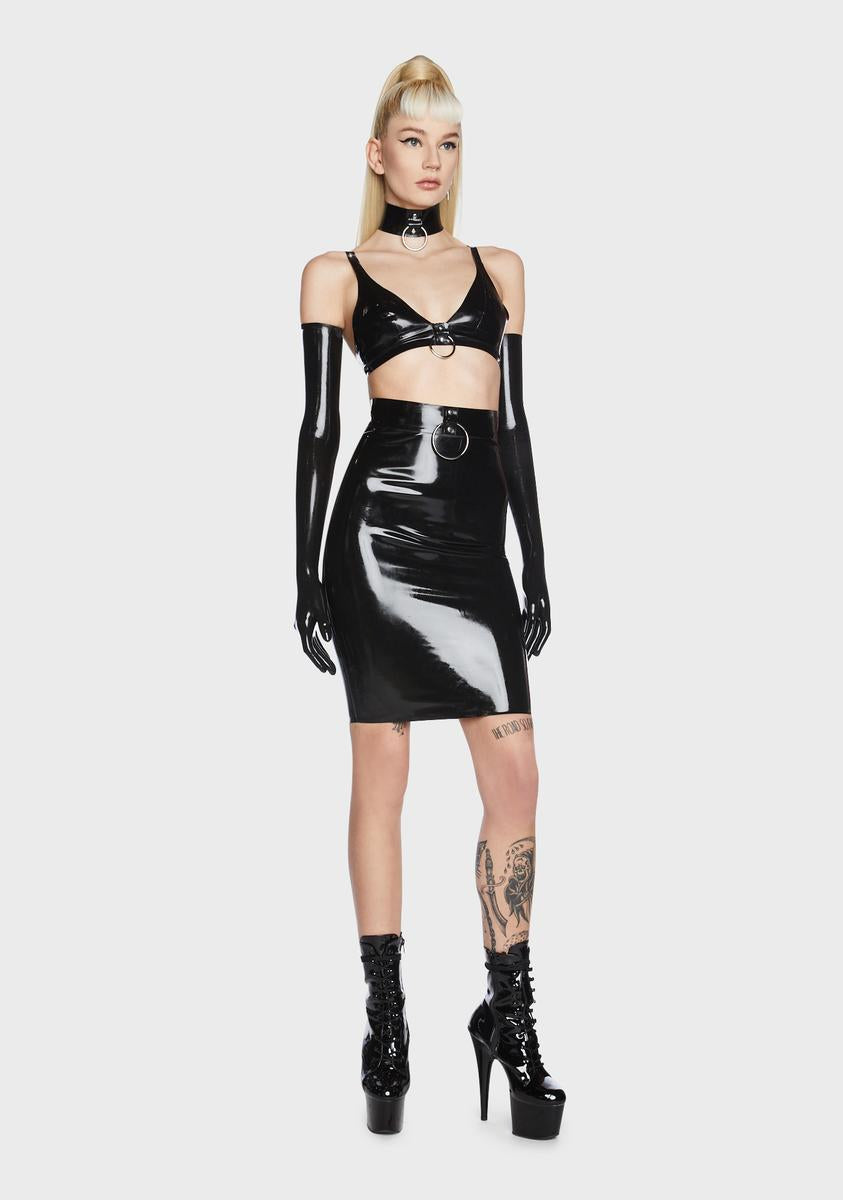 x Bettie Page Black Imogen Latex Bra
