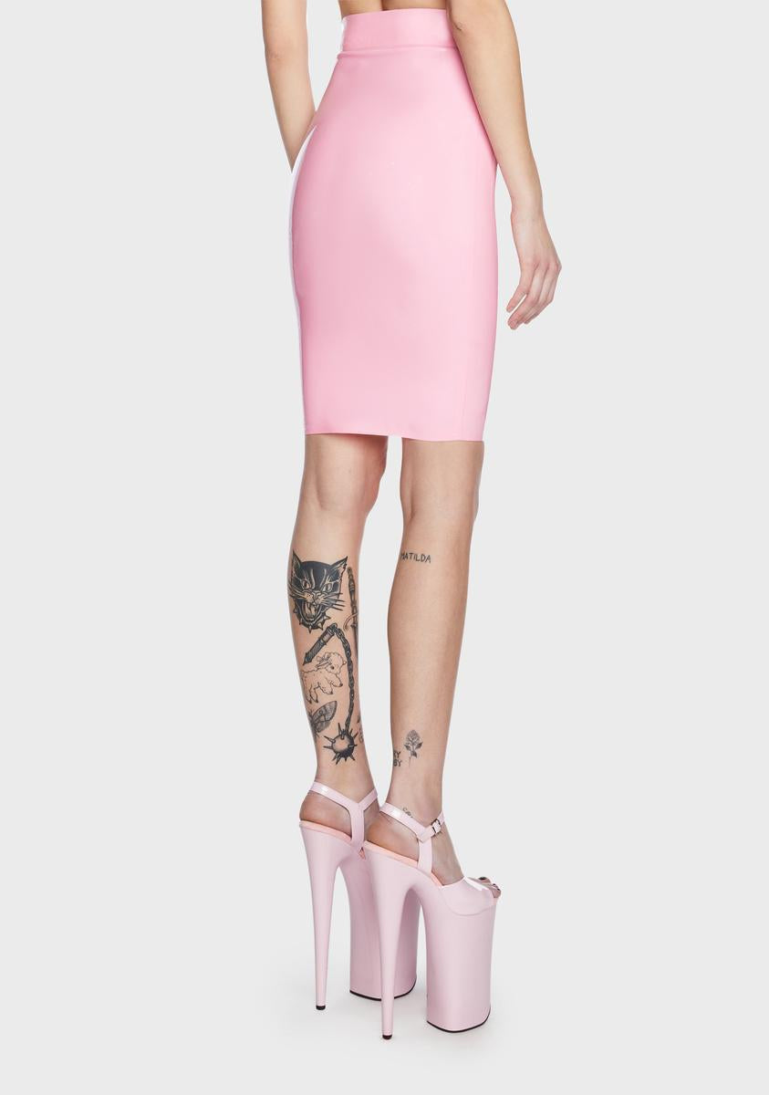 x Bettie Page Imogen Latex Pencil Skirt