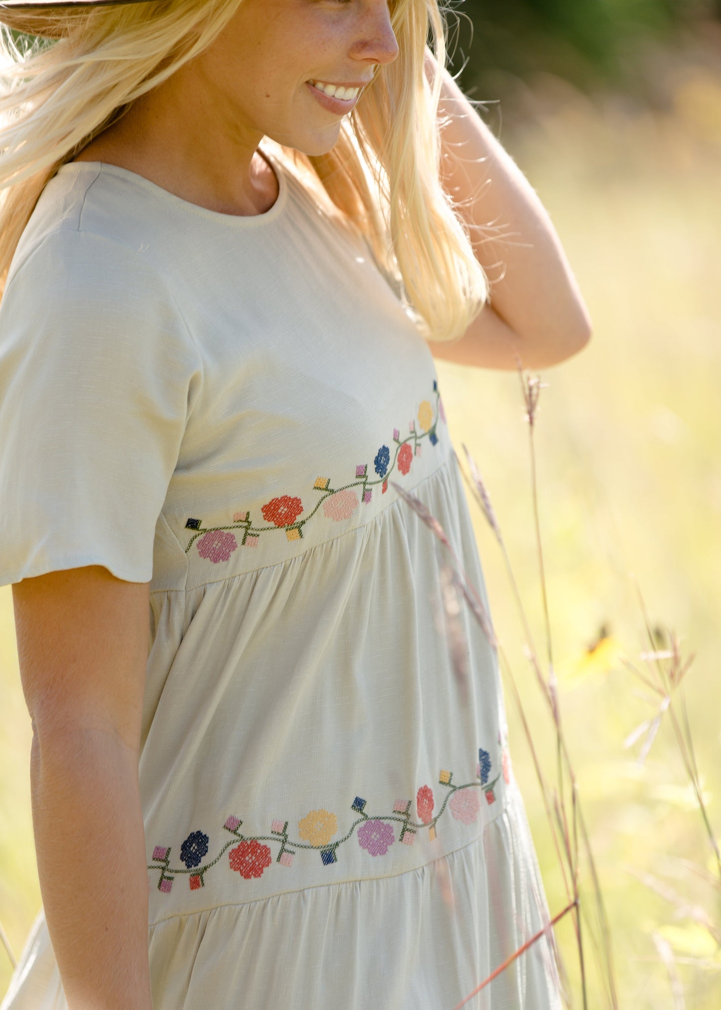 Floral Detail Embroidered Midi Dress