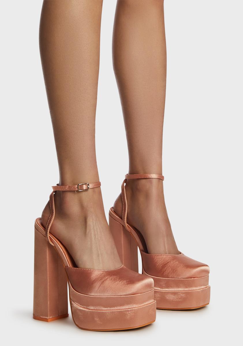 Peach Satin Moonchild Platform Heels