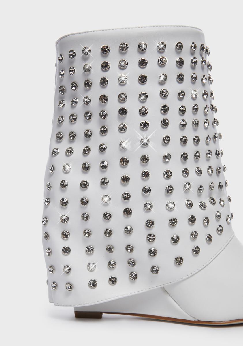 White Marina Rhinestone Booties