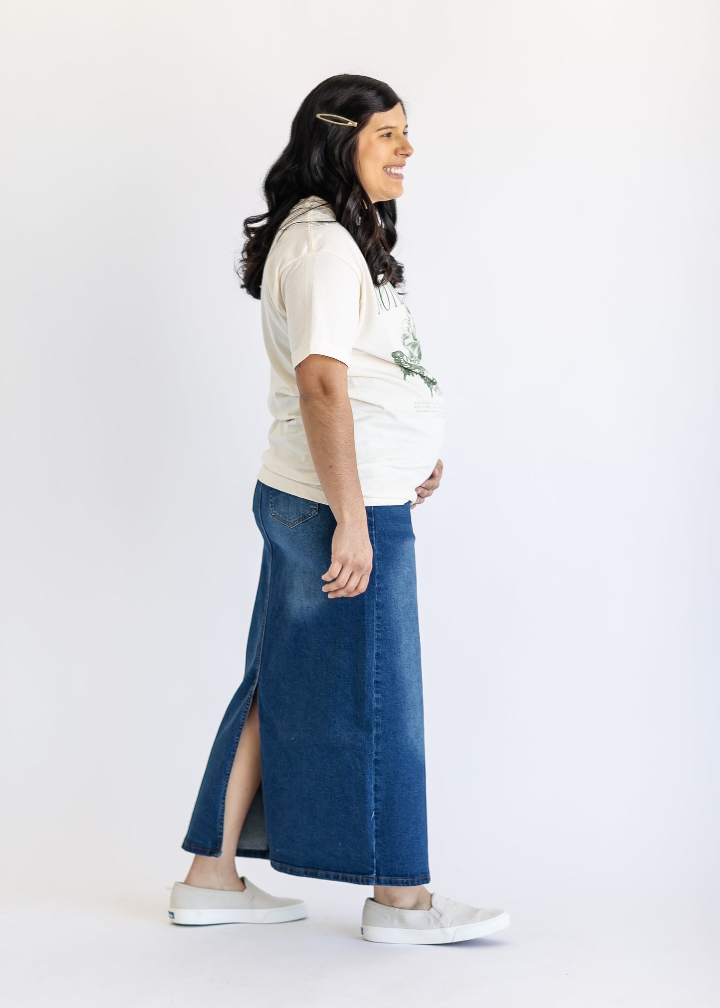 Reece Maternity Long Denim Skirt