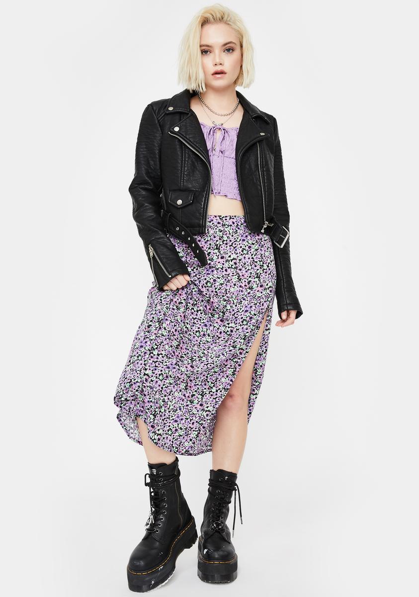 Lilac Floral Saika Midi Skirt