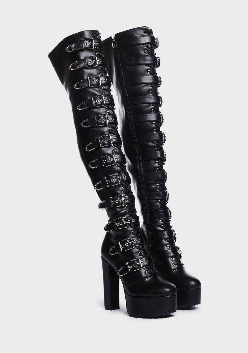 Buckle Up Thigh-High Boots