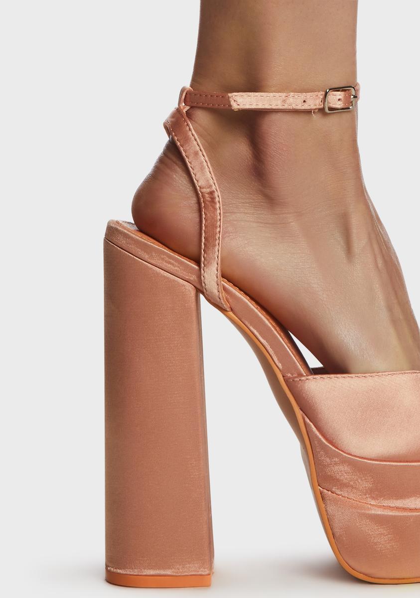 Peach Satin Moonchild Platform Heels