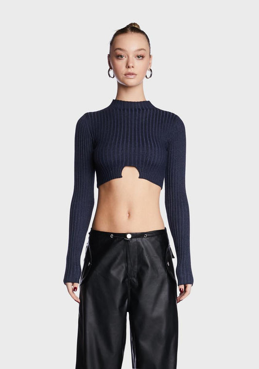 Navy Bonnie Cropped Sweater