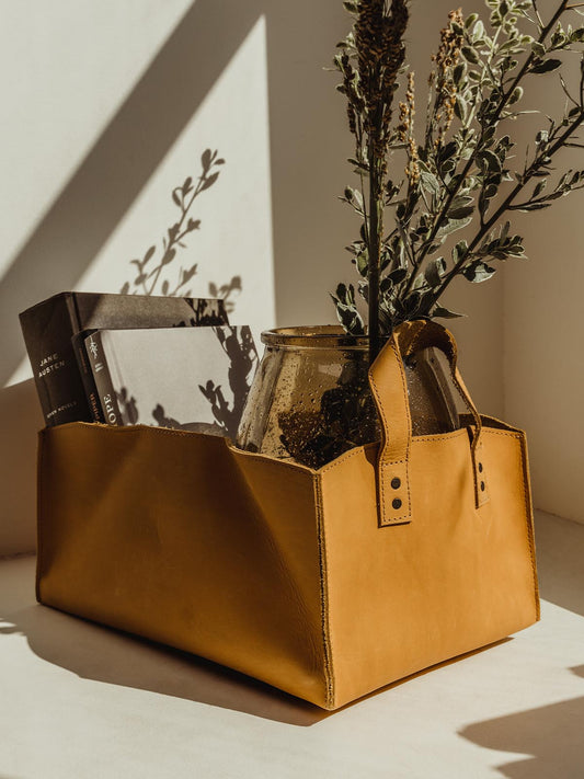 Leather Storage Bin