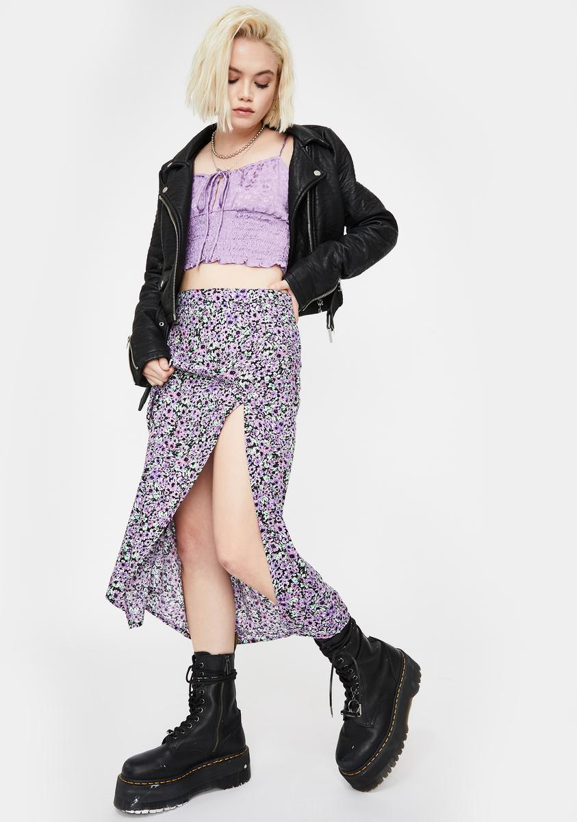 Lilac Floral Saika Midi Skirt