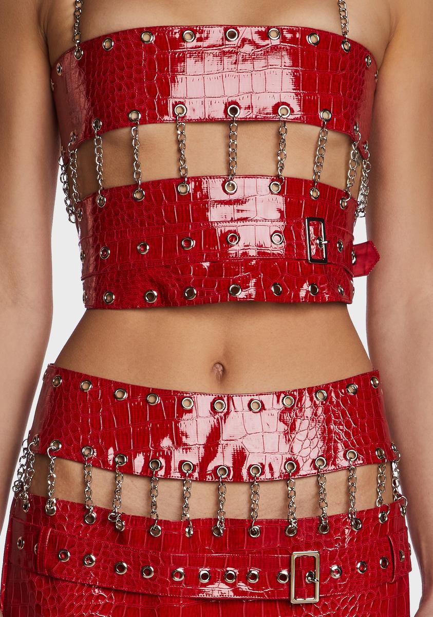 Red Chain Skirt Set