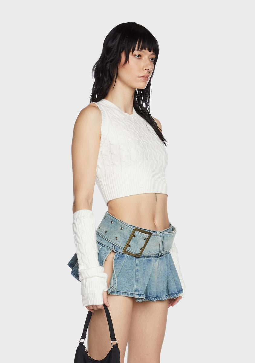 Shay Cable Knitted Gloved Crop Top