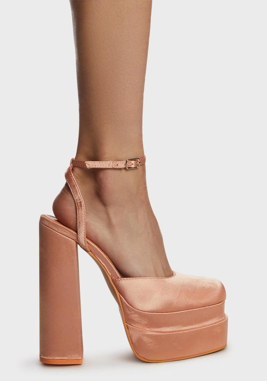 Peach Satin Moonchild Platform Heels