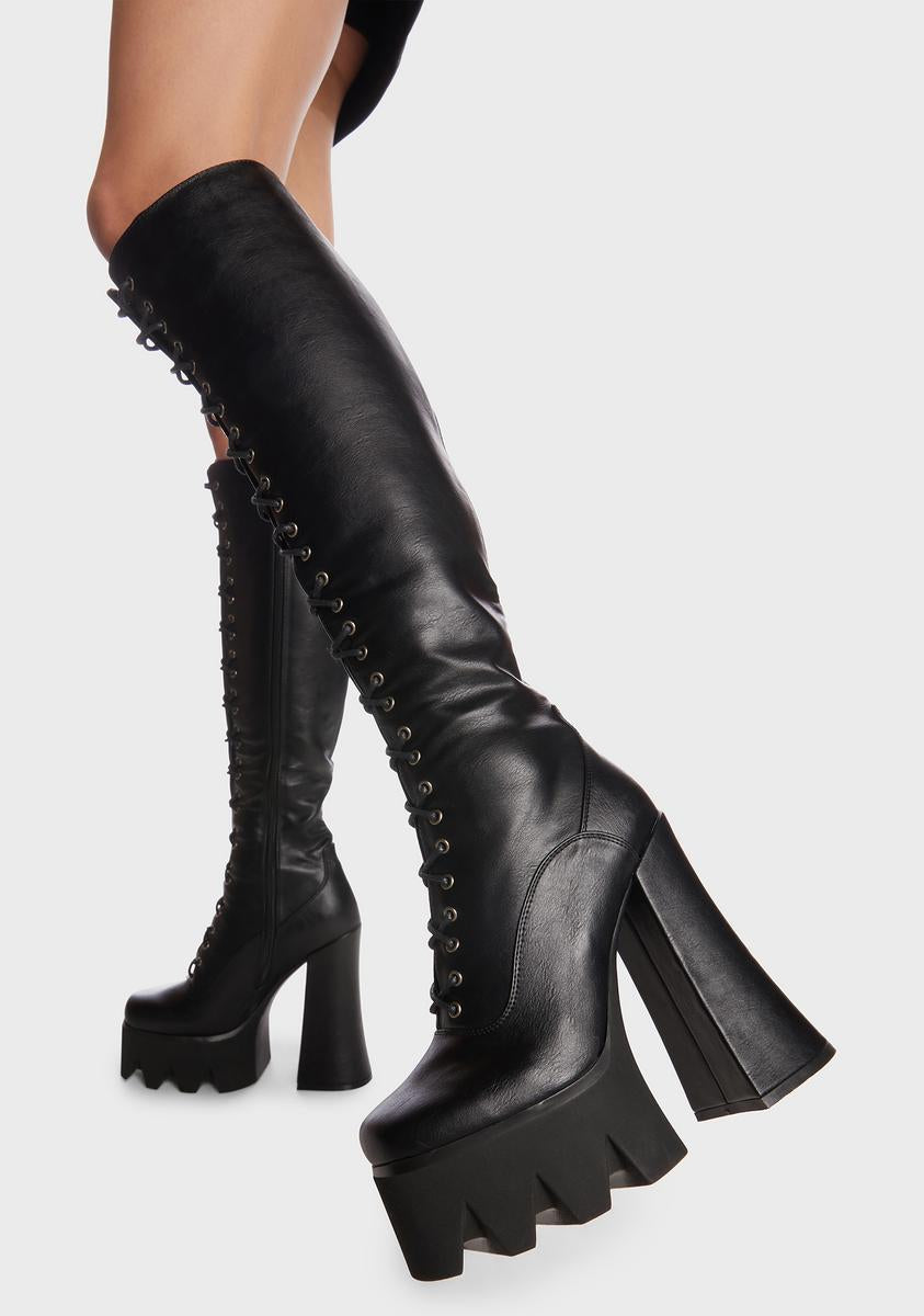 Preoccupied Platform Knee High Boots