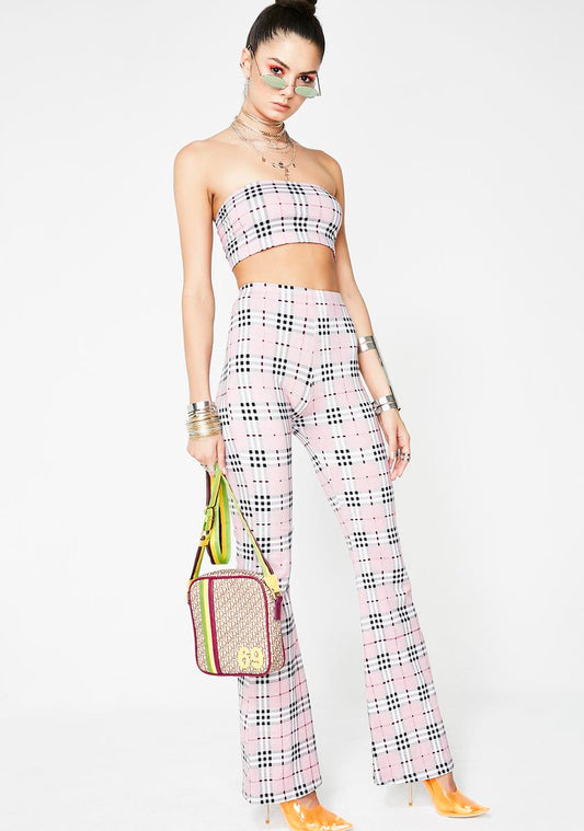 Pink Check Jeevan Twinset