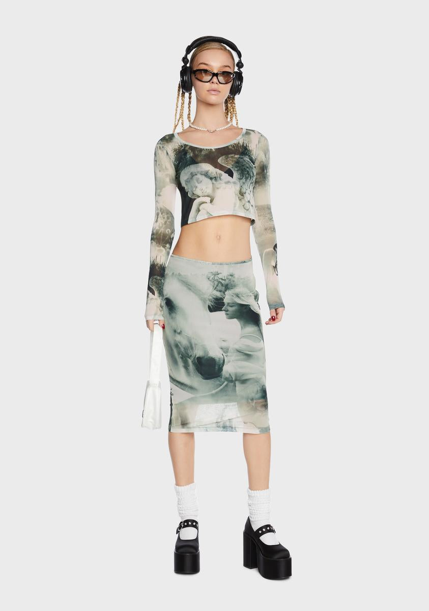Ivy Mesh Midi Skirt