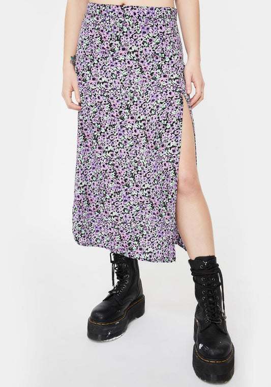 Lilac Floral Saika Midi Skirt