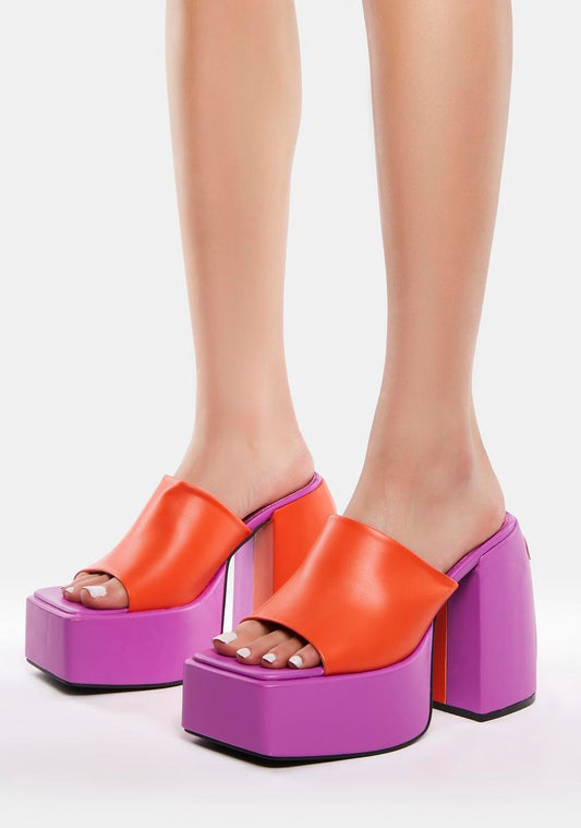 Purple Yin Yang Platform Mules