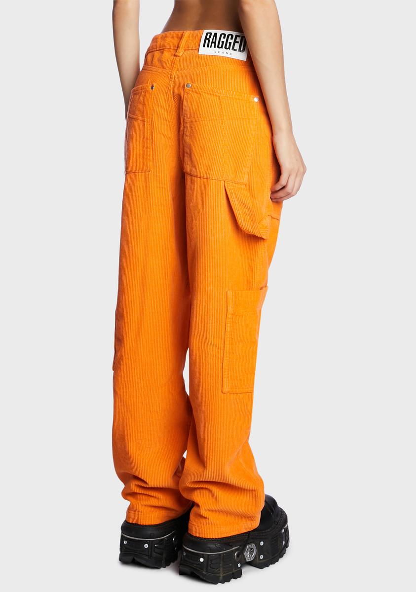 Orange Cord Combat Jeans
