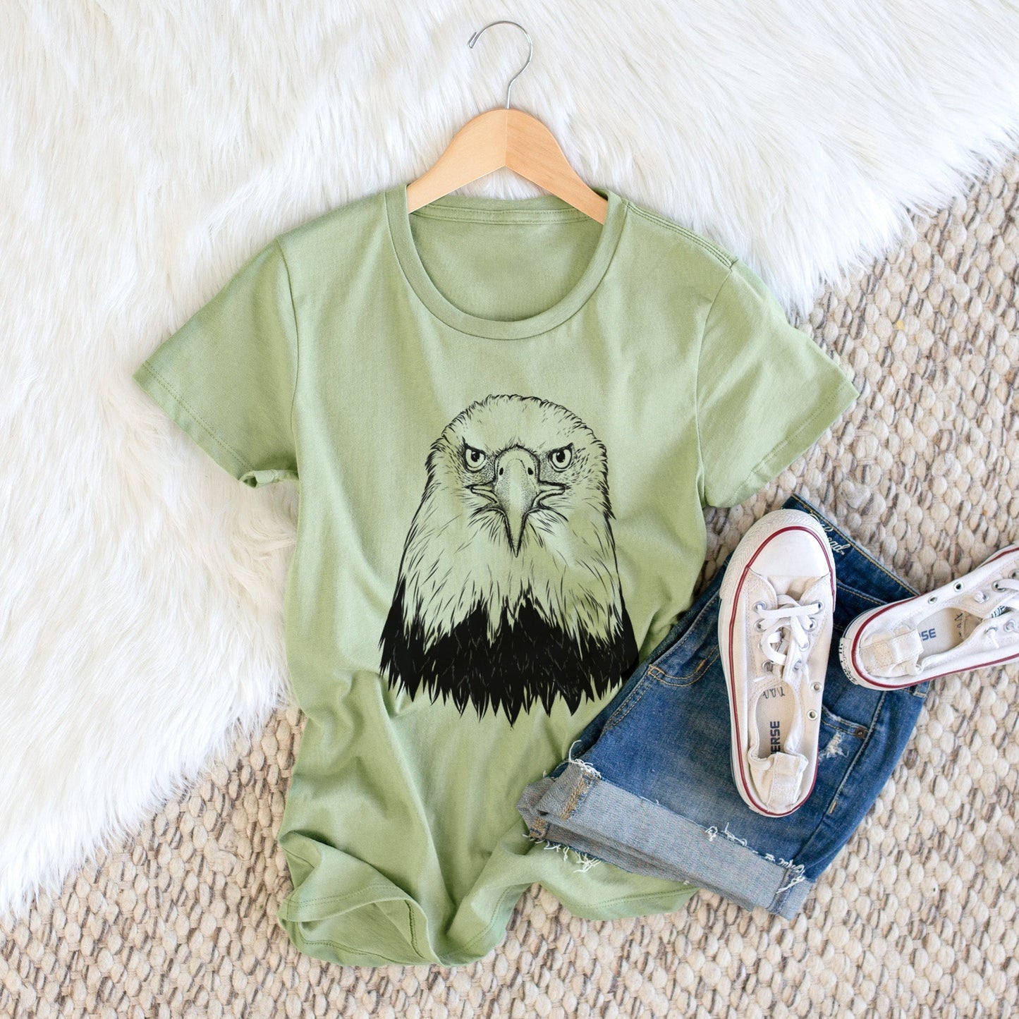 Haliaeetus Leucocephalus - American Bald Eagle - Women's Crewneck - Made in USA - 100% Organic Cotton
