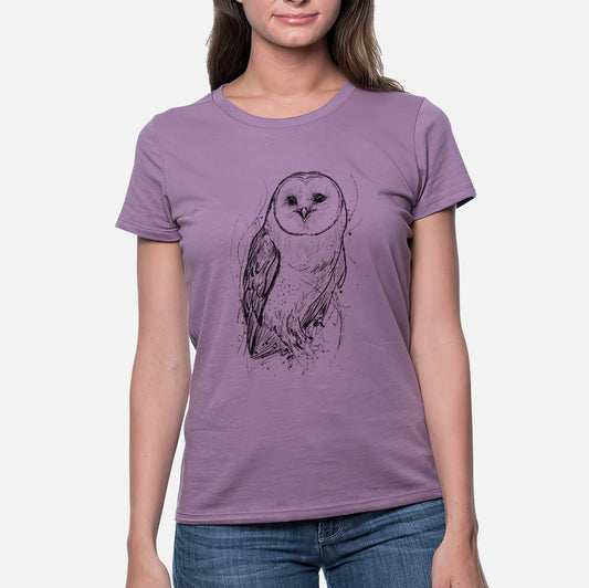 Barn Owl - Tyto alba - Women's Crewneck - Made in USA - 100% Organic Cotton