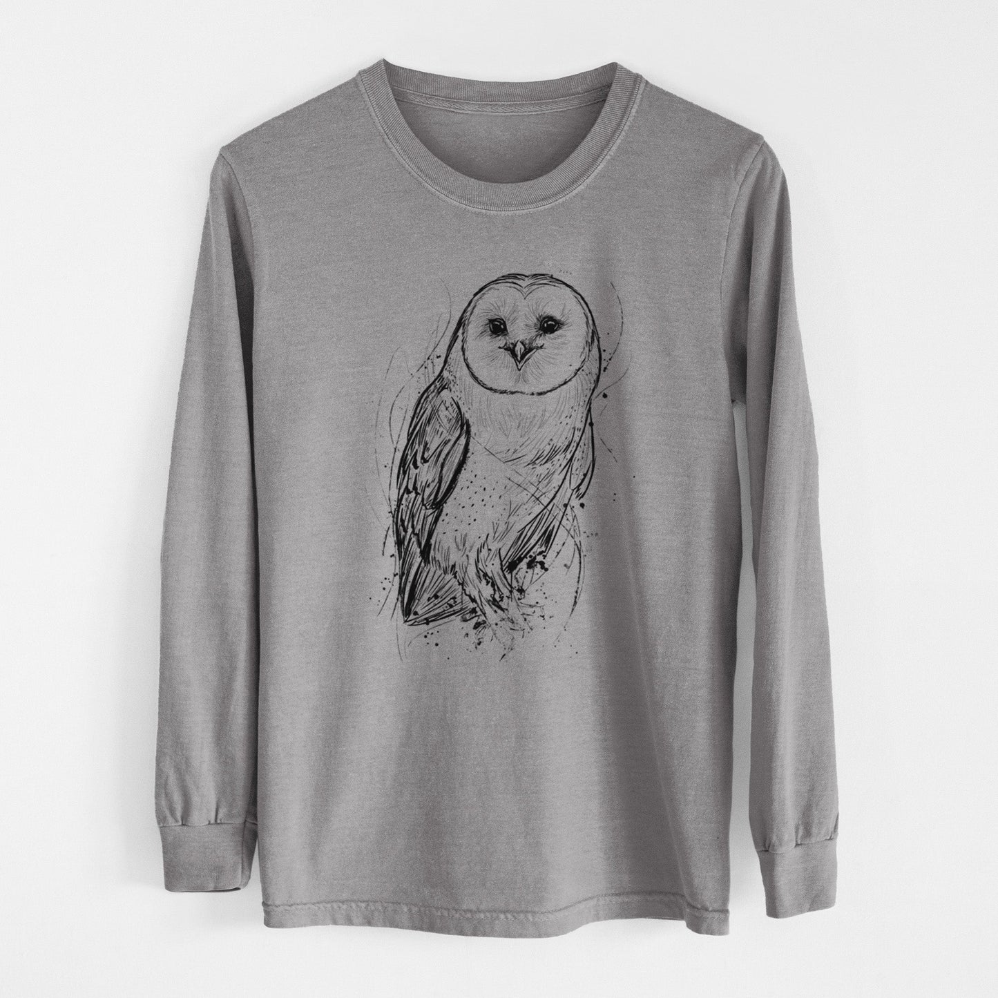 Barn Owl - Tyto alba - Heavyweight 100% Cotton Long Sleeve