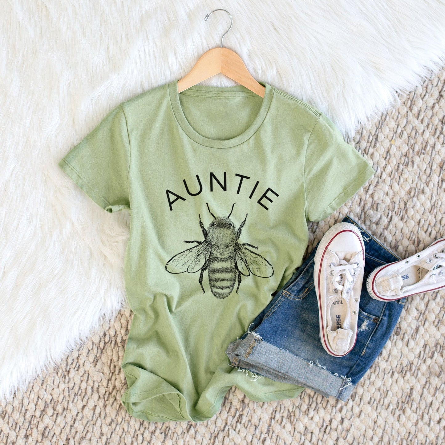 Auntie Bee - Women's Crewneck - Made in USA - 100% Organic Cotton