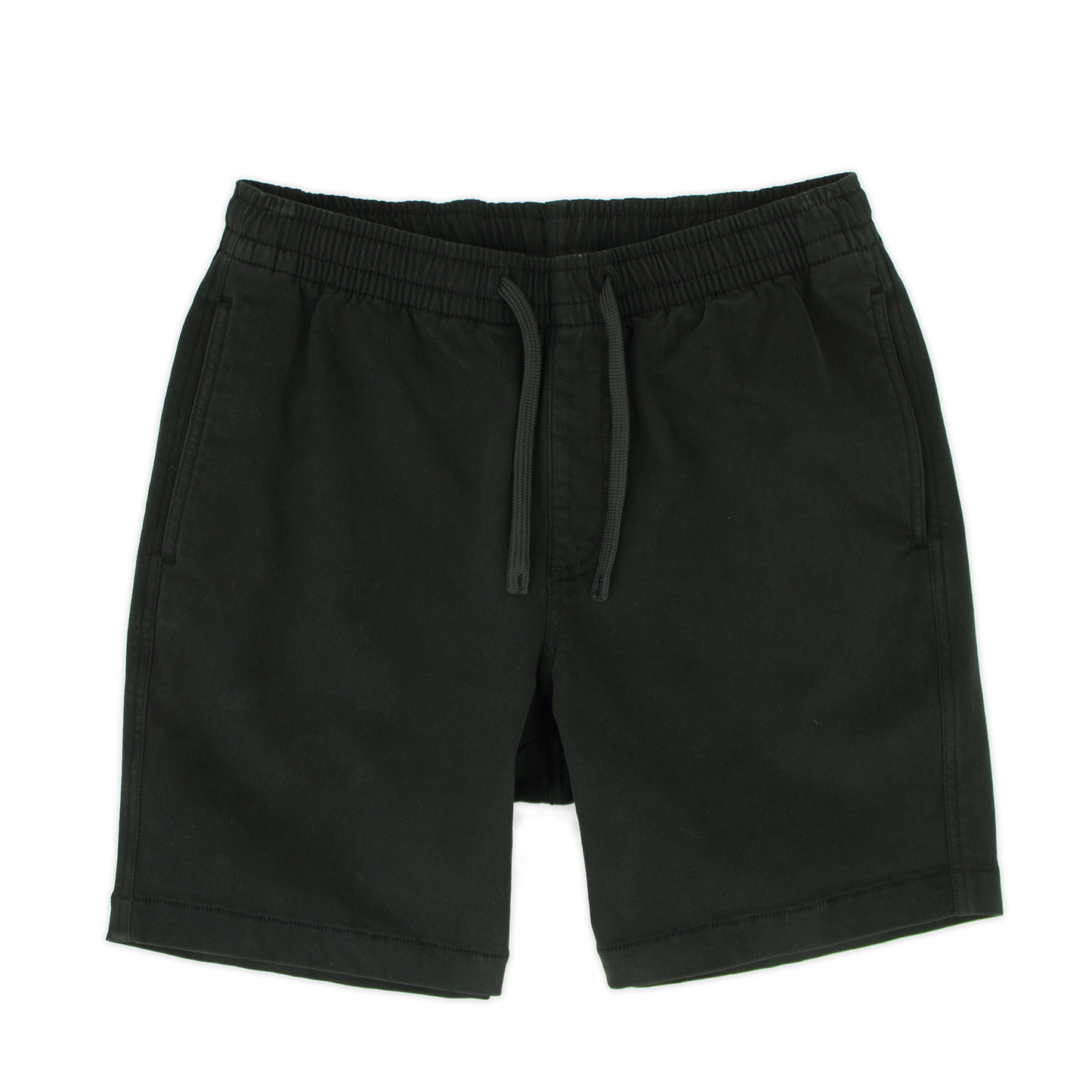Alto Short 7" inseam in Black front with elastic waistband, fabric drawstring, faux fly, and two front side seam pockets