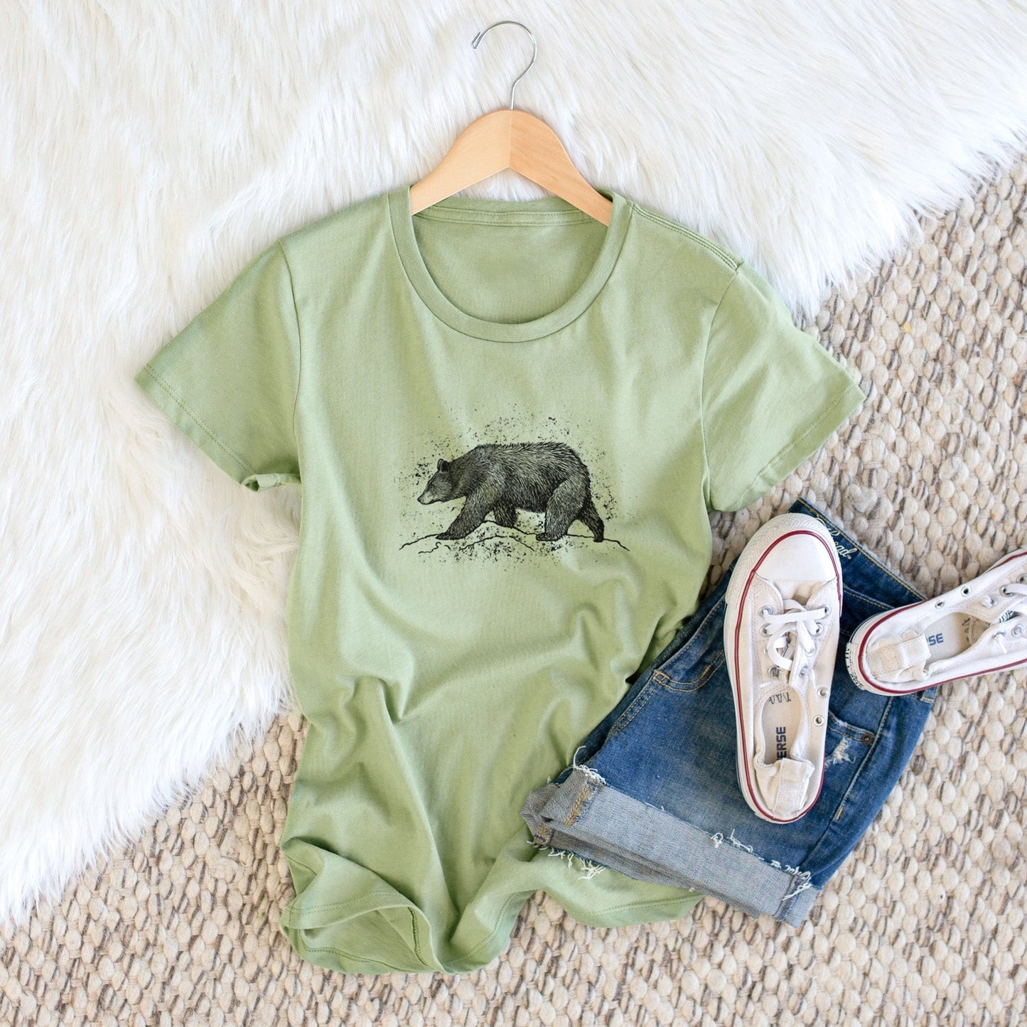Black Bear - Women's Crewneck - Made in USA - 100% Organic Cotton