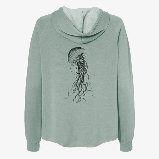 Black Sea Nettle Jellyfish - Chrysaora achlyos - Women's Cali Wave Zip-Up Sweatshirt