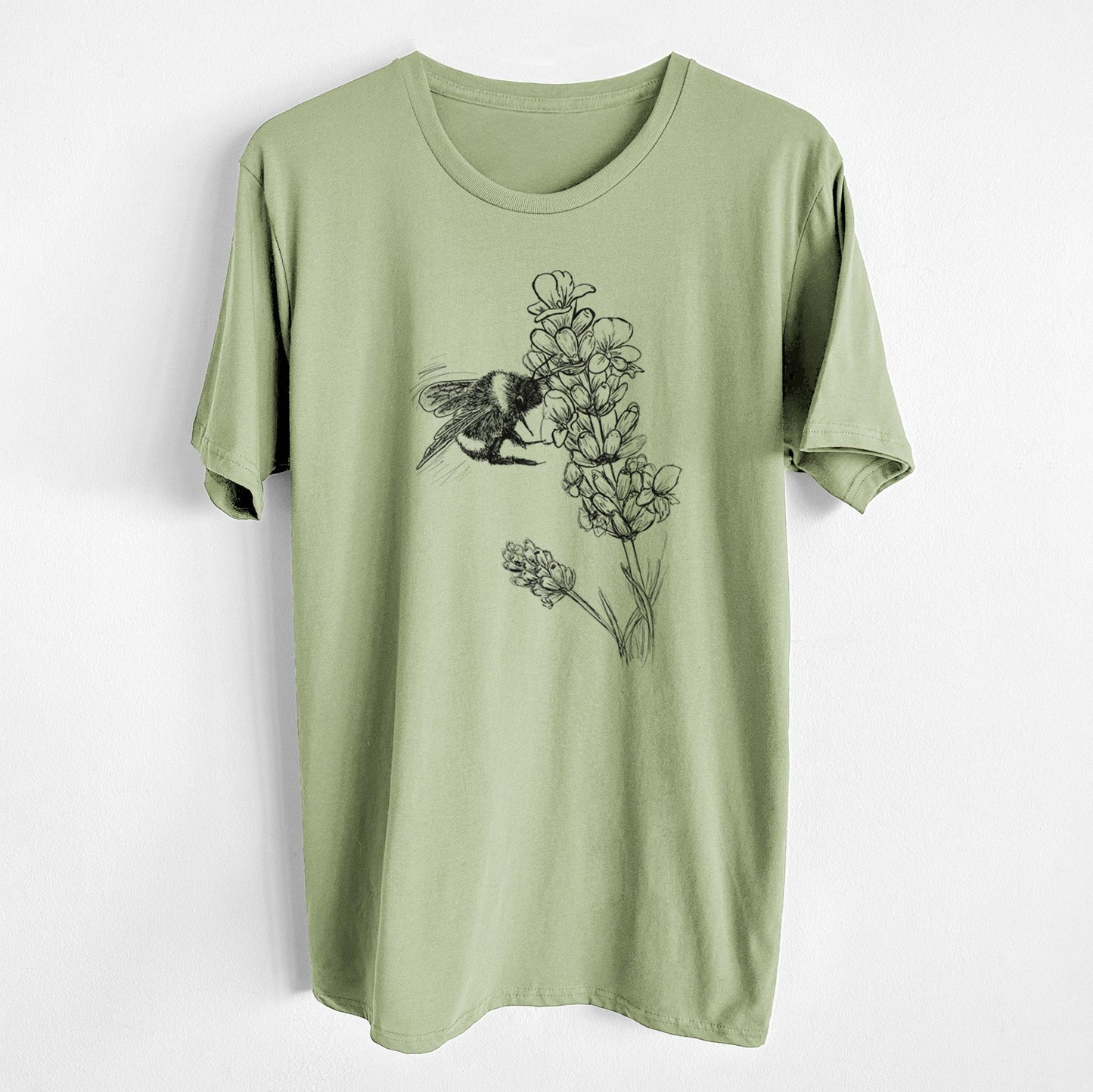 Bumblebee on English Lavender - Bombus Pensylvanicus - Unisex Crewneck - Made in USA - 100% Organic Cotton