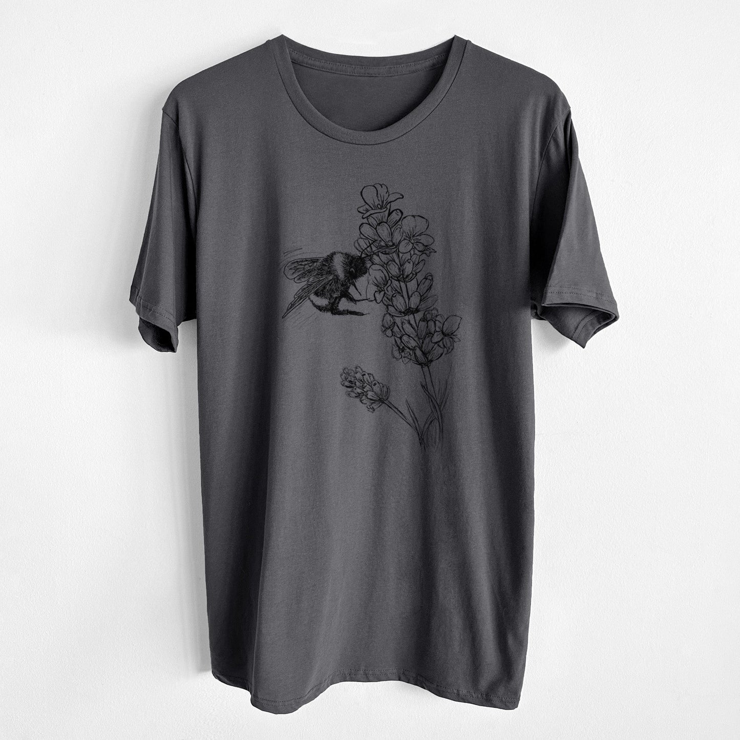 Bumblebee on English Lavender - Bombus Pensylvanicus - Unisex Crewneck - Made in USA - 100% Organic Cotton