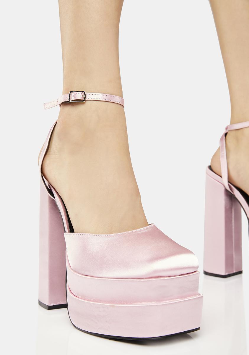 Pink Satin Moonchild Platform Heels