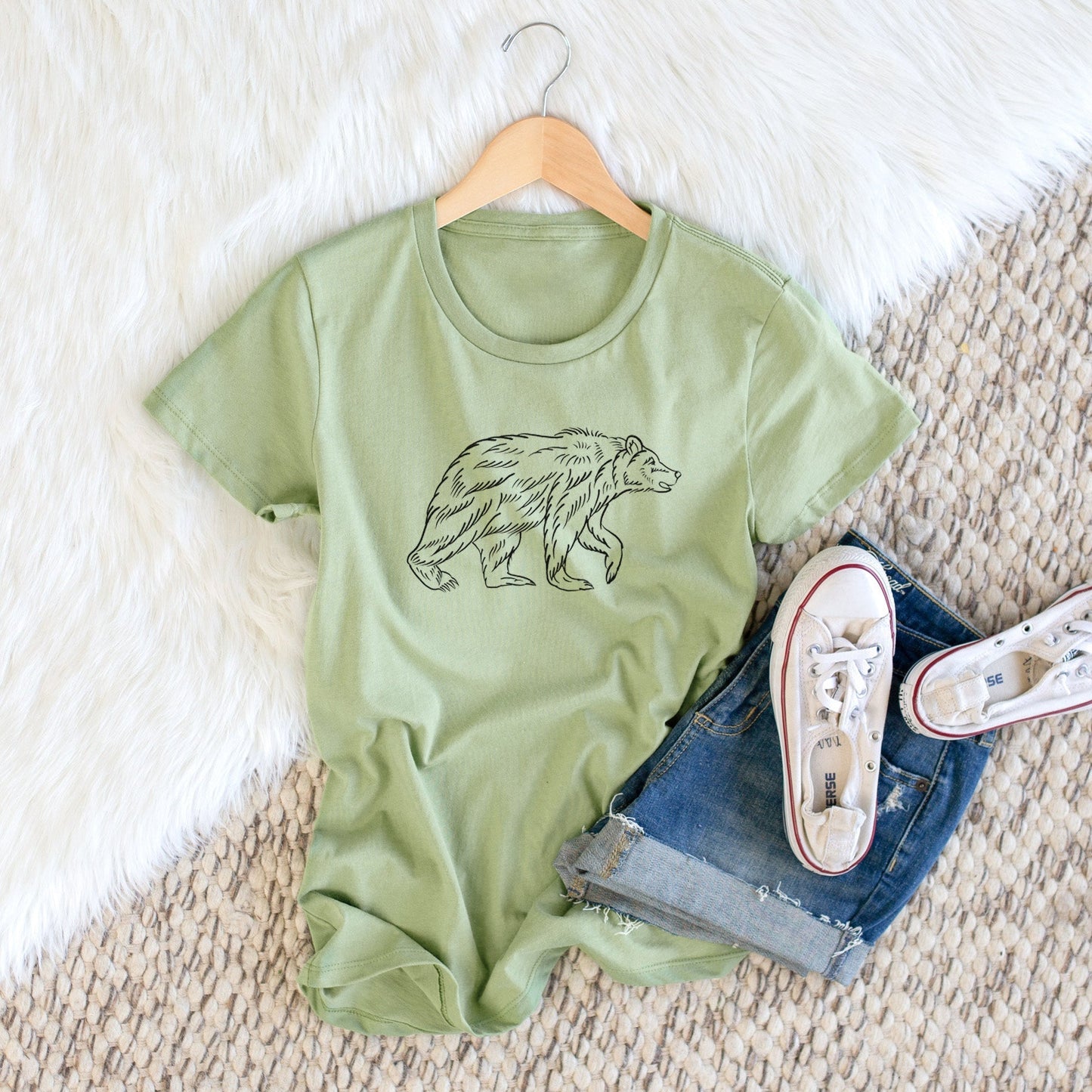 Brown Bear - Women's Crewneck - Made in USA - 100% Organic Cotton